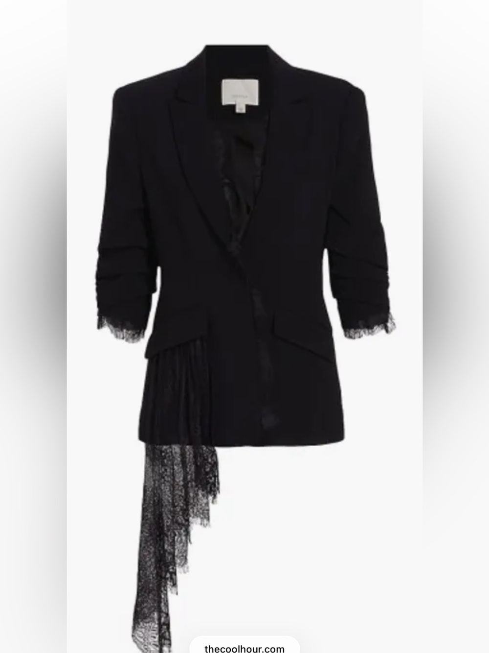 Cinq a Sept Black Asymmetric Lace-Trim Blazer - Picture 16 of 16